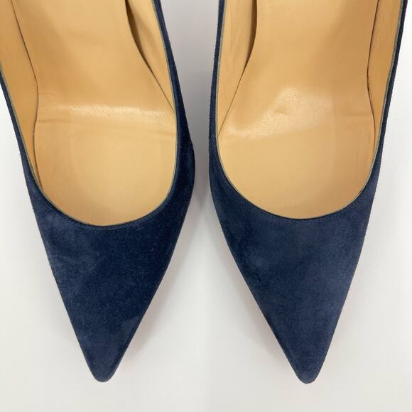 Christian Louboutin | Alminette 100 Veau Velours Marine Navy Suede Pumps 41 / 11 - Picture 9 of 15
